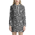 Grunge Rock And Roll Pattern Print Pullover Hoodie Dress
