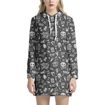 Grunge Rock And Roll Pattern Print Hoodie Dress