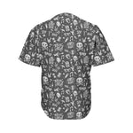 Grunge Rock And Roll Pattern Print Men's Baseball Jersey