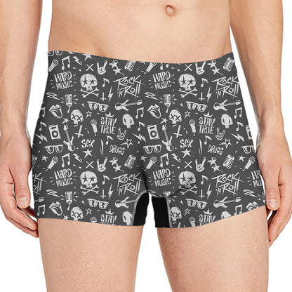 Grunge Rock And Roll Pattern Print Men's Boxer Briefs