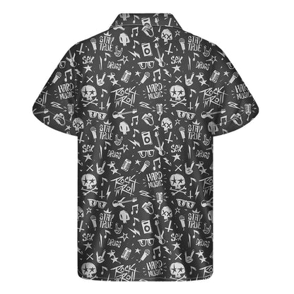 Grunge Rock And Roll Pattern Print Men's Short Sleeve Shirt