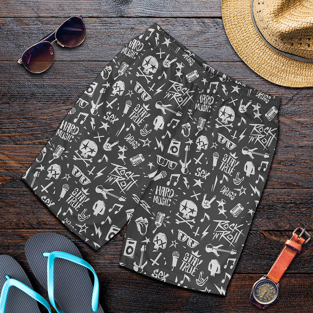 Grunge Rock And Roll Pattern Print Men's Shorts