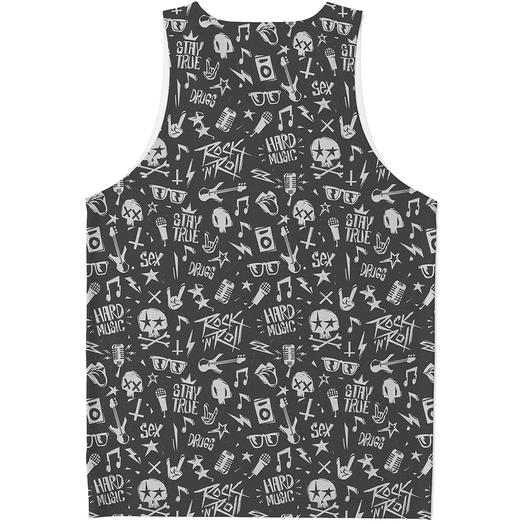 Grunge Rock And Roll Pattern Print Men's Tank Top