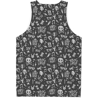 Grunge Rock And Roll Pattern Print Men's Tank Top