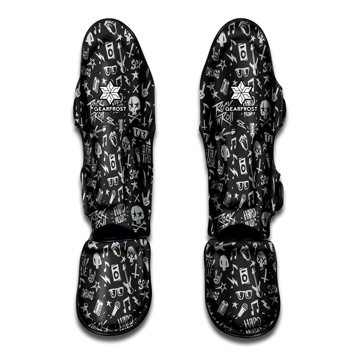 Grunge Rock And Roll Pattern Print Muay Thai Shin Guard