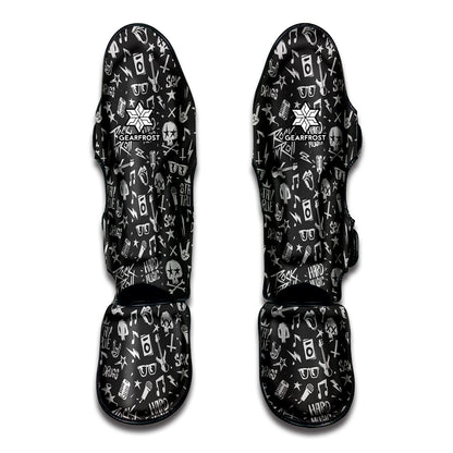 Grunge Rock And Roll Pattern Print Muay Thai Shin Guard