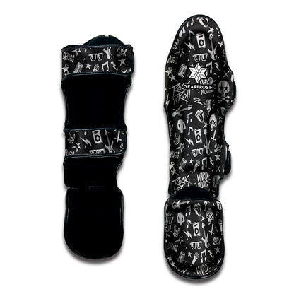 Grunge Rock And Roll Pattern Print Muay Thai Shin Guard