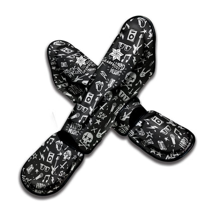 Grunge Rock And Roll Pattern Print Muay Thai Shin Guard