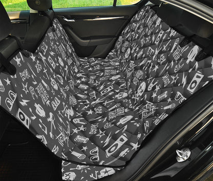 Grunge Rock And Roll Pattern Print Pet Car Back Seat Cover
