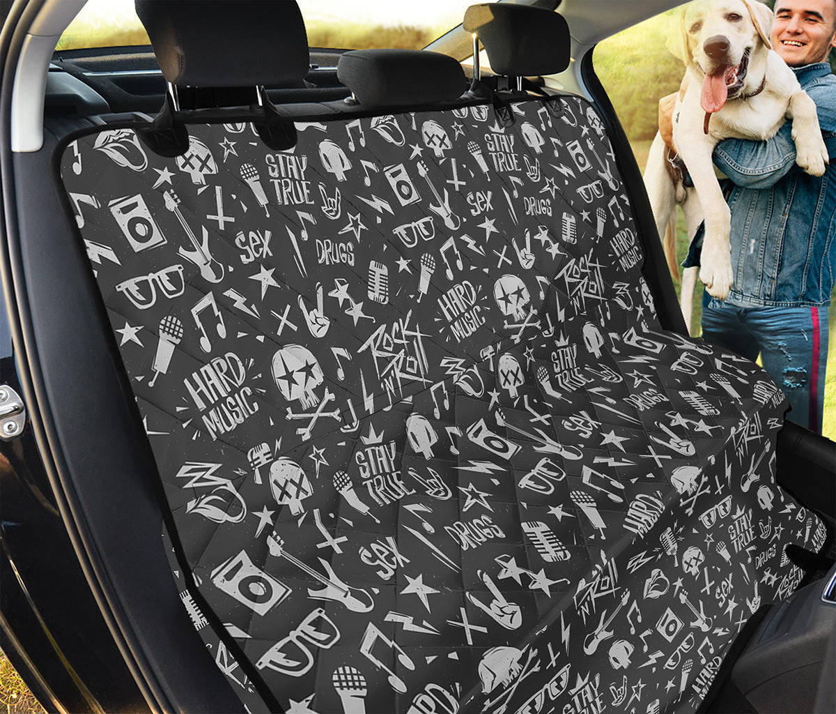 Grunge Rock And Roll Pattern Print Pet Car Back Seat Cover