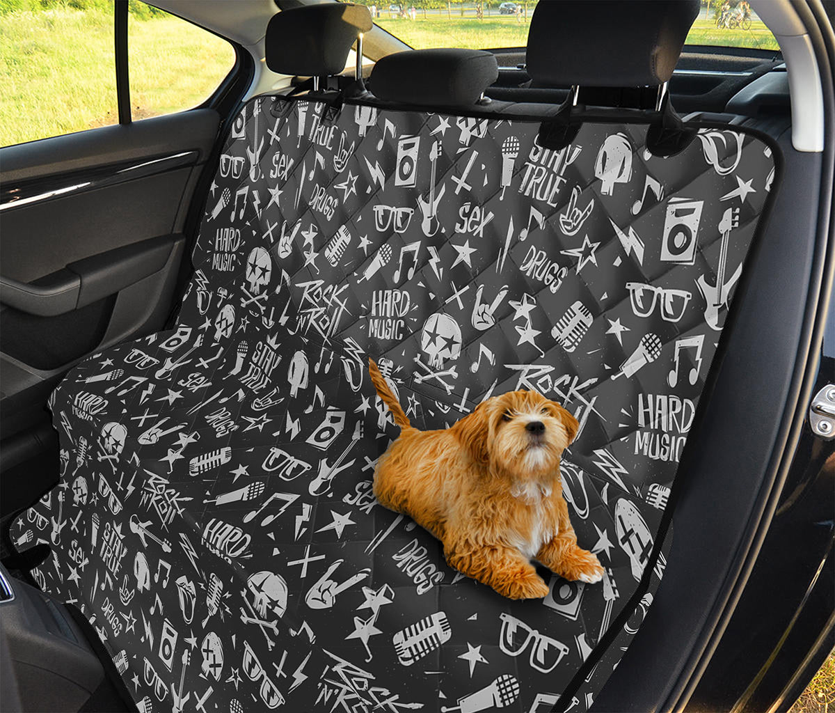 Grunge Rock And Roll Pattern Print Pet Car Back Seat Cover