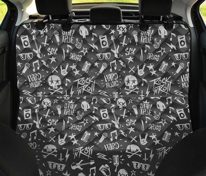 Grunge Rock And Roll Pattern Print Pet Car Back Seat Cover