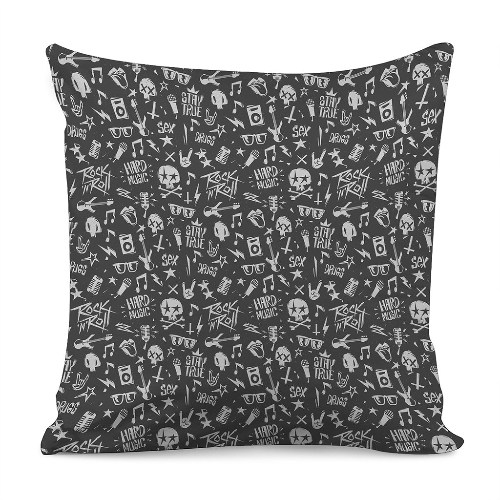 Grunge Rock And Roll Pattern Print Pillow Cover