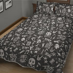 Grunge Rock And Roll Pattern Print Quilt Bed Set