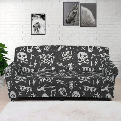 Grunge Rock And Roll Pattern Print Sofa Cover
