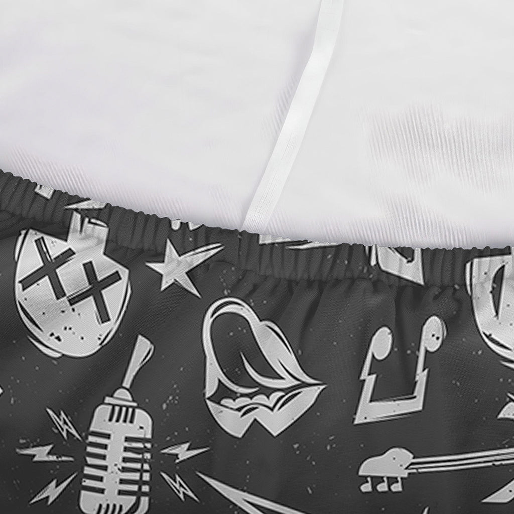 Grunge Rock And Roll Pattern Print Sofa Cover