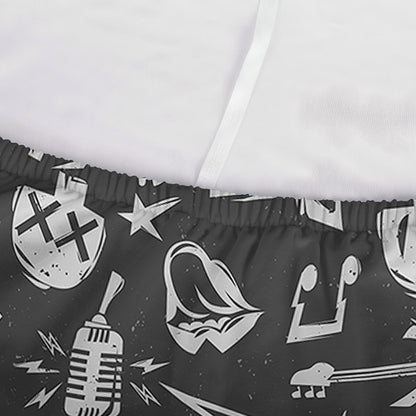 Grunge Rock And Roll Pattern Print Sofa Cover