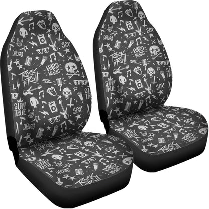 Grunge Rock And Roll Pattern Print Universal Fit Car Seat Covers