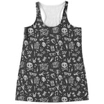 Grunge Rock And Roll Pattern Print Women's Racerback Tank Top