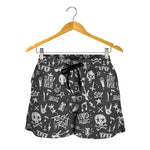 Grunge Rock And Roll Pattern Print Women's Shorts