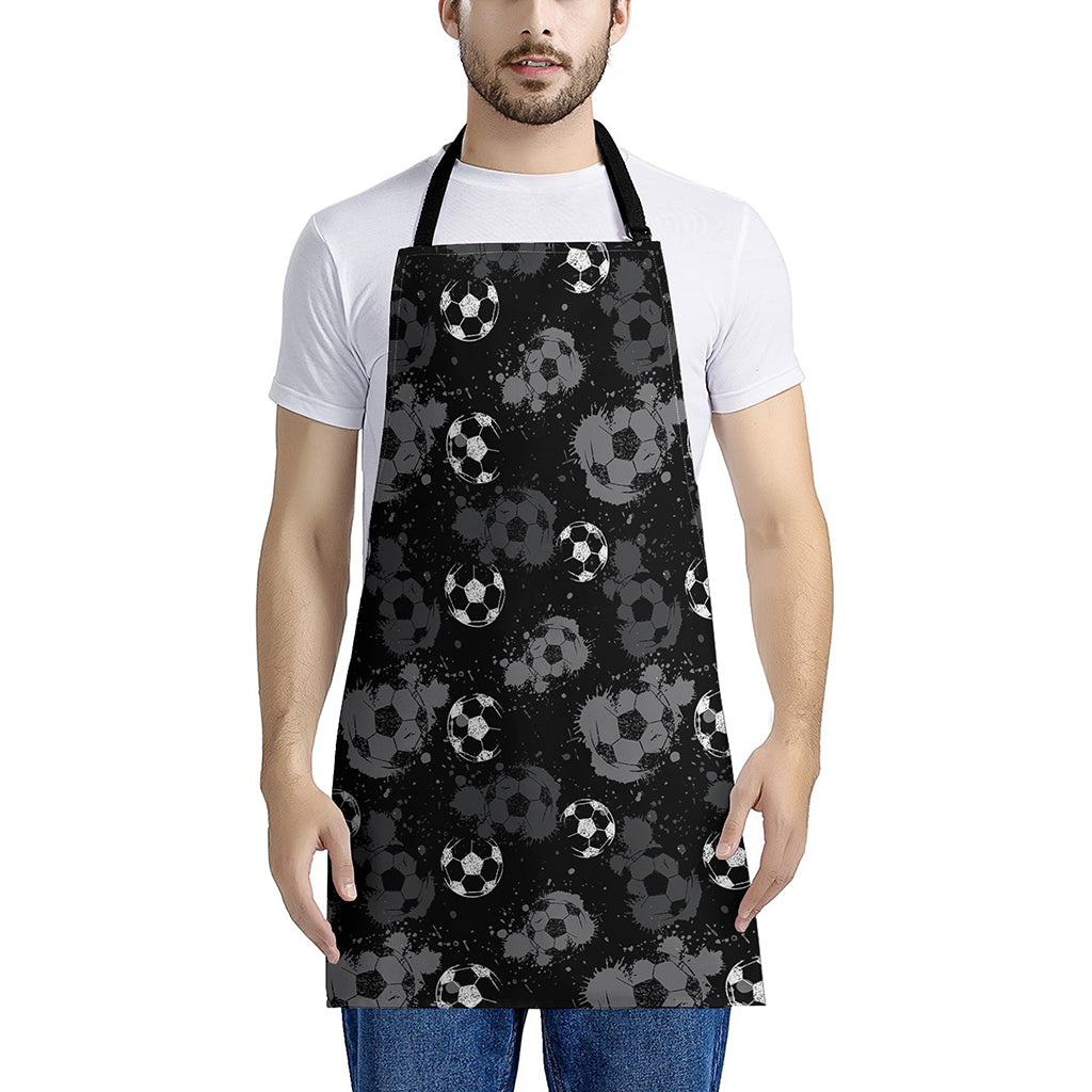 Grunge Soccer Ball Pattern Print Apron