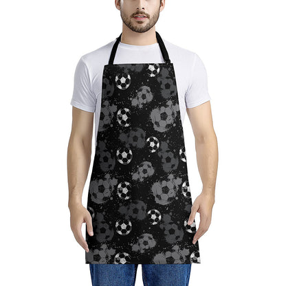 Grunge Soccer Ball Pattern Print Apron
