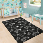 Grunge Soccer Ball Pattern Print Area Rug