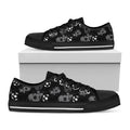 Grunge Soccer Ball Pattern Print Black Low Top Sneakers