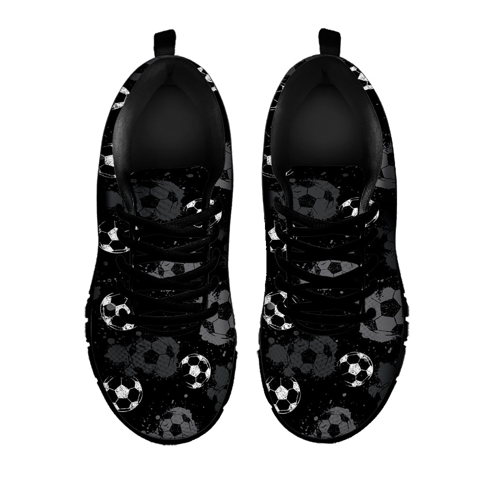 Grunge Soccer Ball Pattern Print Black Sneakers