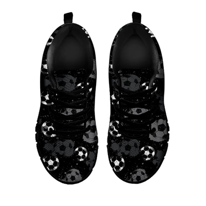 Grunge Soccer Ball Pattern Print Black Sneakers