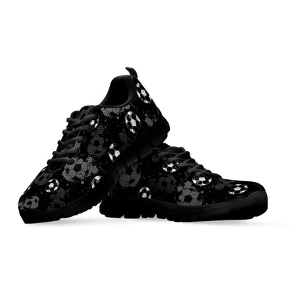 Grunge Soccer Ball Pattern Print Black Sneakers