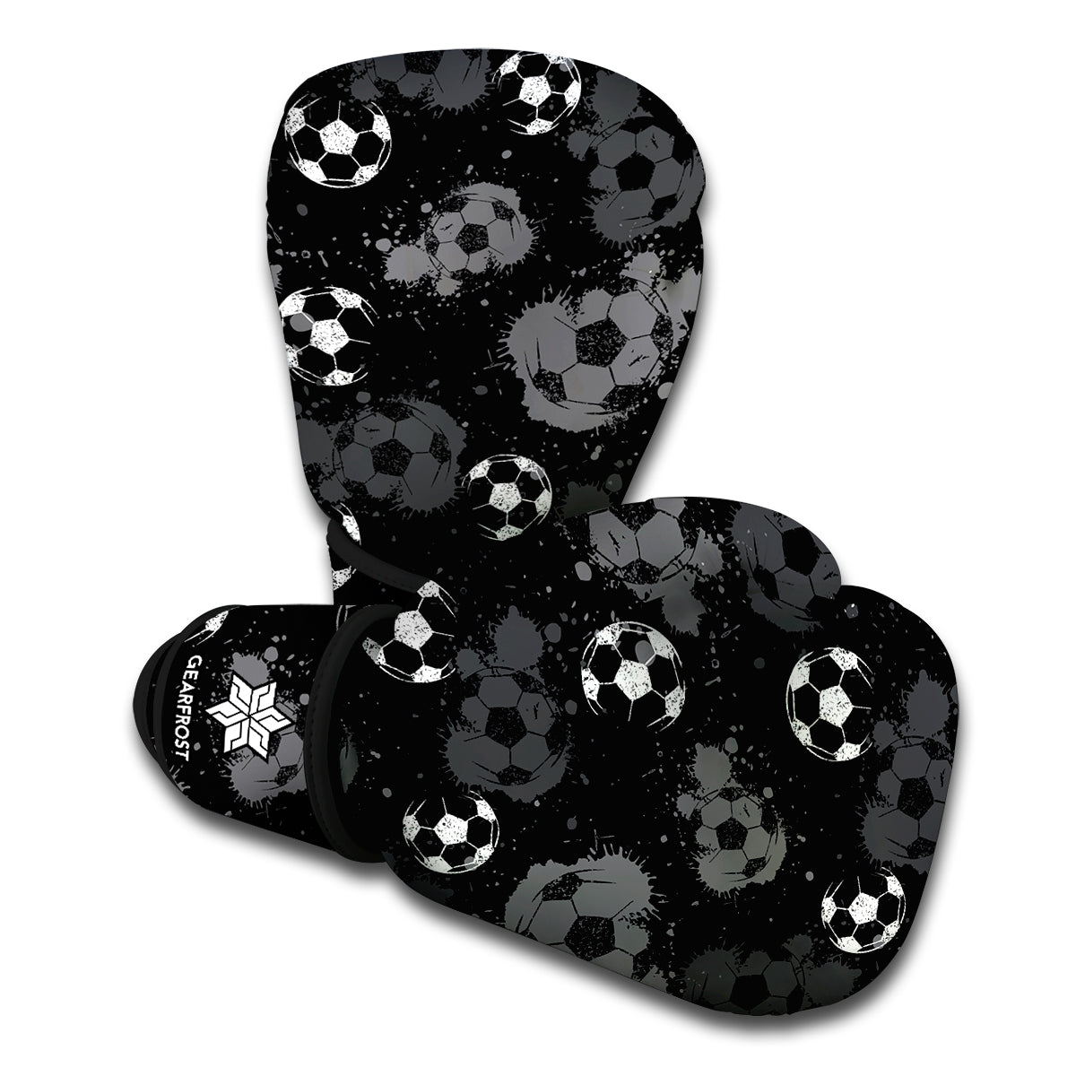 Grunge Soccer Ball Pattern Print Boxing Gloves
