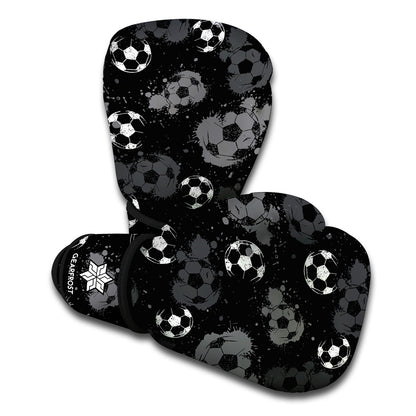Grunge Soccer Ball Pattern Print Boxing Gloves