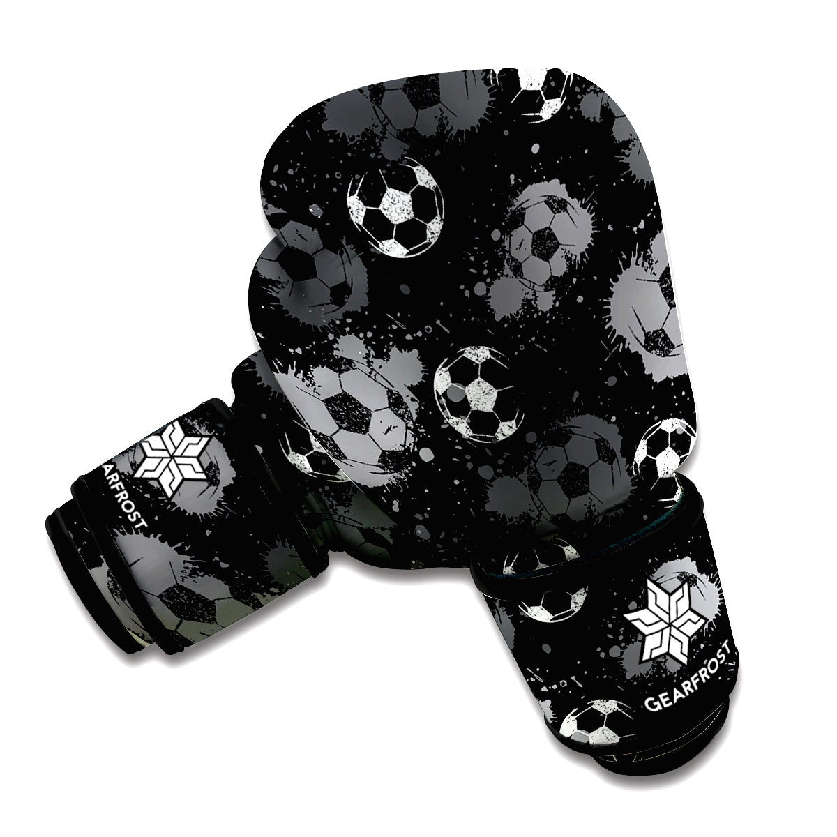 Grunge Soccer Ball Pattern Print Boxing Gloves