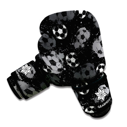 Grunge Soccer Ball Pattern Print Boxing Gloves