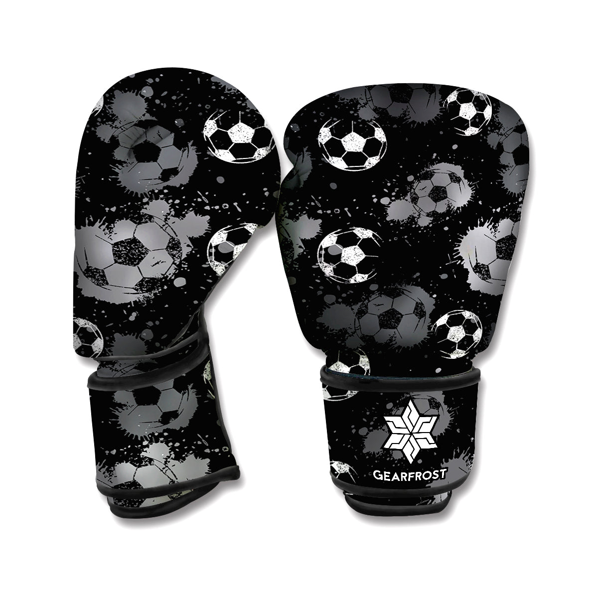 Grunge Soccer Ball Pattern Print Boxing Gloves