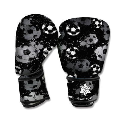 Grunge Soccer Ball Pattern Print Boxing Gloves