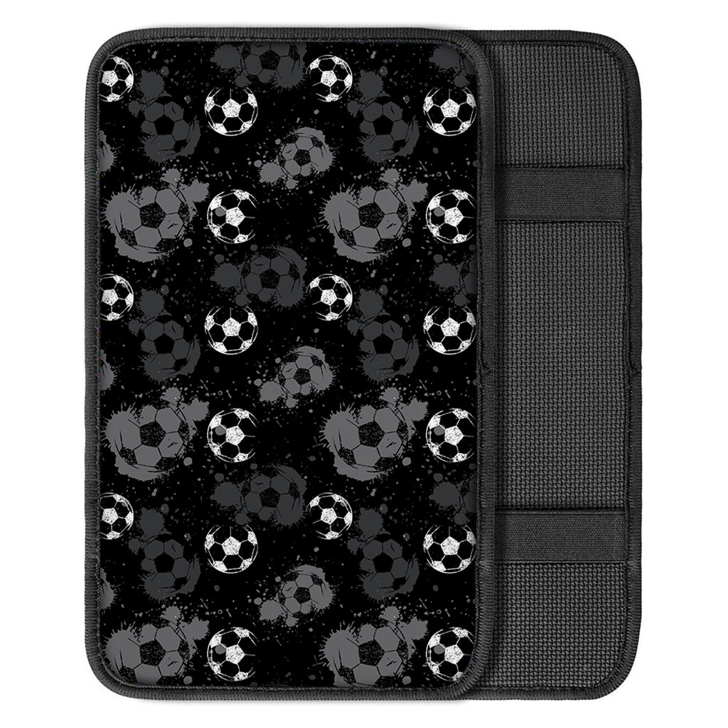 Grunge Soccer Ball Pattern Print Car Center Console Cover