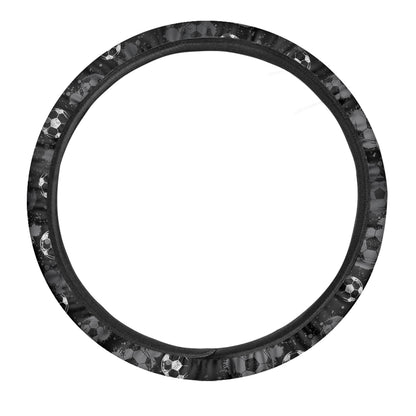 Grunge Soccer Ball Pattern Print Car Steering Wheel Cover