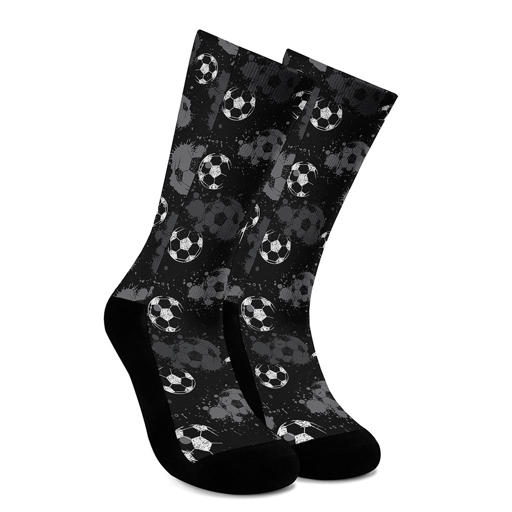 Grunge Soccer Ball Pattern Print Crew Socks
