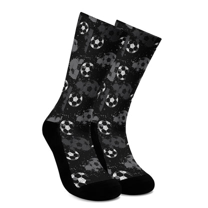 Grunge Soccer Ball Pattern Print Crew Socks