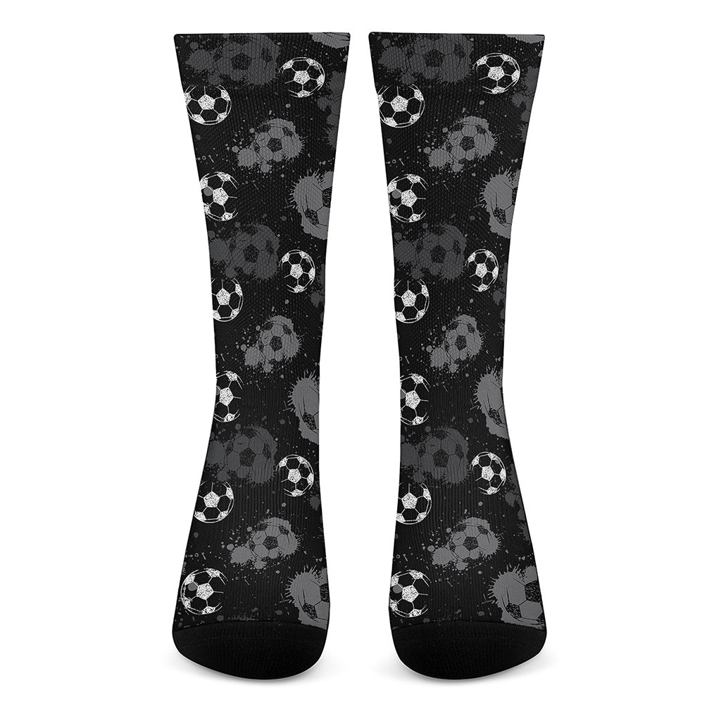 Grunge Soccer Ball Pattern Print Crew Socks