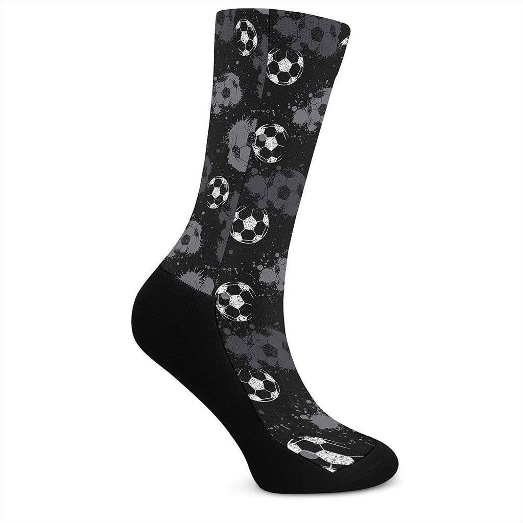 Grunge Soccer Ball Pattern Print Crew Socks