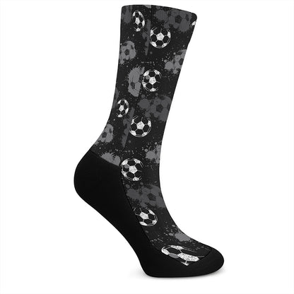 Grunge Soccer Ball Pattern Print Crew Socks