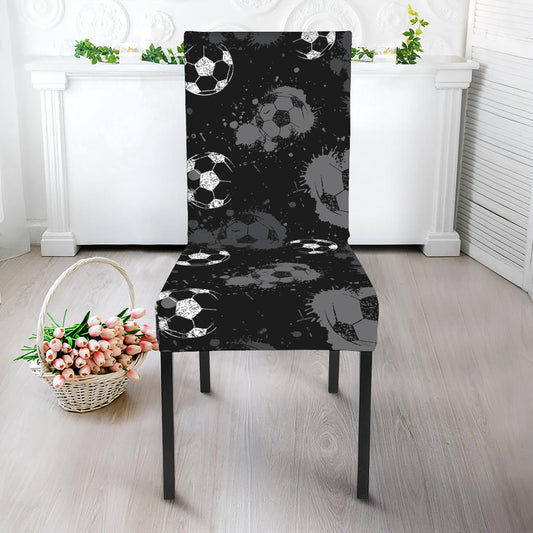 Grunge Soccer Ball Pattern Print Dining Chair Slipcover