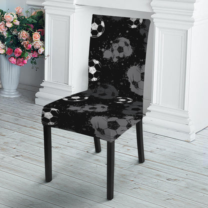 Grunge Soccer Ball Pattern Print Dining Chair Slipcover