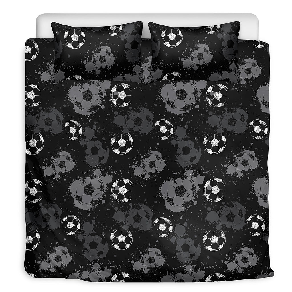 Grunge Soccer Ball Pattern Print Duvet Cover Bedding Set