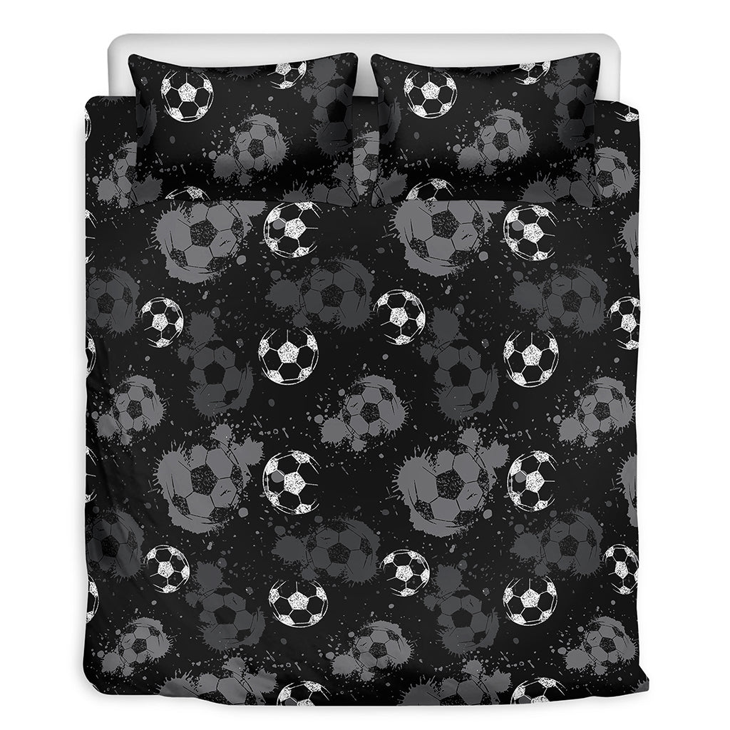 Grunge Soccer Ball Pattern Print Duvet Cover Bedding Set