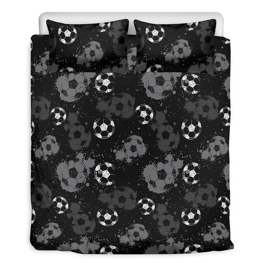 Grunge Soccer Ball Pattern Print Duvet Cover Bedding Set