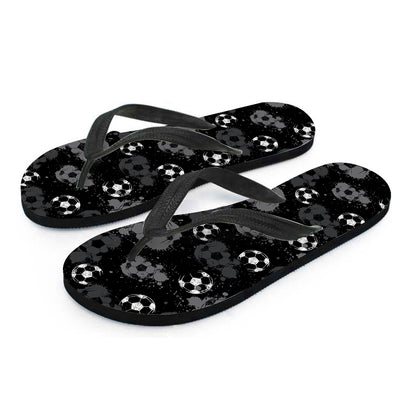 Grunge Soccer Ball Pattern Print Flip Flops